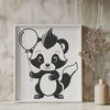 Wild Animal Clipart: Skunk SVG A cartoon illustration of a skunk with distinctive black and white markings.