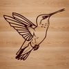 A vector illustration of a hummingbird in flight, depicted with intricate details and realistic features.