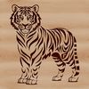 Wild Beauty in Vector Design A large wild animal, standing upright, depicted as a majestic tiger in vector design.