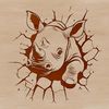Profile View of a Rhinoceros A close-up illustration of a rhinoceros in profile.