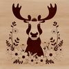 Large Wild Animal Vector Illustration An illustration of a large wild animal with antlers and brown fur.
