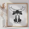 Wild Northern Mammal SVG Clip Art A large mammal with antlers and a distinctive hump on its shoulders, found in northern forests.