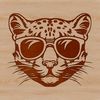 Vibrant Big Cat Illustration A wild ocelot's head is depicted in this vector illustration, showcasing its distinctive markings and facial features.