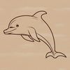 Dolphin Ocean Scene Vector Art A digital illustration of a dolphin swimming in the ocean.