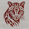 A detailed vector drawing of an ocelot's face, showcasing its unique features.