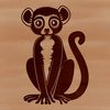 A close-up illustration of a lemur's face with distinctive features.