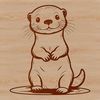 A vector graphic of a playful otter swimming in water with foliage in the background.