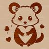 Cartoon Possum with Heart Fur A cartoon possum with love hearts in its fur, suitable for vector graphics.