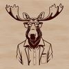 Playful Moose Portrait in SVG Format A digital illustration of a moose wearing glasses in a playful manner.