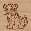 Majestic Wild Cat in Vector Art A majestic tiger sitting on its haunches, depicted in detailed vector art.