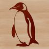 A single black-and-white illustration of a penguin standing on the ice.