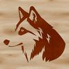 A detailed illustration of a wolf's head, suitable for use in graphic design projects.