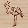 Flamingo in the Wild A detailed illustration of a flamingo bird standing on one leg in a savannah landscape.