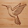A colorful illustration of a hummingbird in flight, highlighting its distinctive shape and movement.