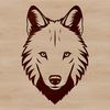 Vector Wolf Silhouette Art A detailed illustration of a wolf's head with bold lines and sharp features.