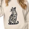 Whiskered Wildlife Illustration A sitting big cat with a wild and exotic appearance.