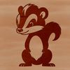 Stunning Skunk Illustration in Vector Format A black and white illustration of a skunk, featuring a distinctive striped pattern on its back.