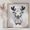 Antlered Animal Graphic Art A vector illustration of a large wild animal with antlers and fur.