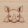 A detailed vector illustration of a rhino's profile, suitable for cutting and craft projects.
