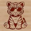 Whimsical Tiger in Shades A colorful illustration of a tiger sitting comfortably in sunglasses.
