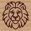 Wild Lion Portrait in Simple Lines Simple line drawing of a lion's head, an iconic big cat species.