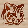 An SVG graphic featuring a close-up depiction of a big cat's face, showcasing its unique fur pattern.