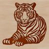 Vector Art Big Cat Portrait Vector illustration of a tiger lying on the ground, showcasing its majestic stripes.