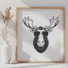 Antlered Animal Vector Graphic A realistic illustration of a large North American wild animal with antlers, suitable for vector art designs.