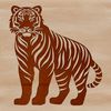 A large tiger standing on its hind legs, depicted as a vector design for various applications.