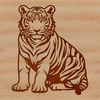 Large Vector Tiger Graphic A large tiger sitting in a naturalistic pose, depicted as a vector graphic.
