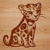 A detailed vector illustration of a sitting ocelot in a natural setting, suitable for various design purposes.
