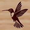 A colorful hummingbird in mid-air, its wings beating rapidly as it flies towards a flower.