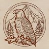 Eagle Silhouette on a Tree Branch A majestic eagle perched on a tree branch, depicted in detailed vector graphics.