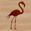 An illustration of a pink flamingo with long neck and legs, typical of wild birds found in tropical regions.