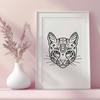Majestic Ocelot Face Design An isolated vector design of a big cat's face, highlighting the details of an ocelot's visage.