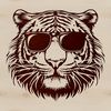 An illustration of a tiger's head wearing sunglasses, created as vector art.