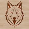 A vector graphic design of a wolf's head suitable for commercial use or personal projects.