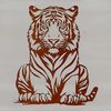 A vector illustration of a tiger sitting in a natural habitat.