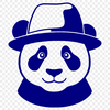 Adorable Panda Wears a Charming Hat A digital illustration of a panda wearing a hat.