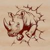 A digital illustration of a rhino, a large wild animal found in savannas and grasslands.