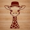 SVG Design: Animal Illustration A vector illustration of a giraffe with a hat, suitable for various design projects and personal use.