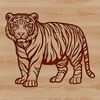 Rugged Wild Tiger Illustration A large standing tiger with a rugged coat, suitable for vector graphics and designs.
