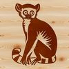 A digital vector art design featuring a curious lemur with a playful expression.