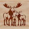A detailed illustration of a large, wild North American mammal with antlers.