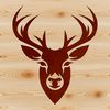 Deer Head Silhouette Clipart A wild animal silhouette of a deer, designed as a clip art element for various applications.