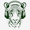 Big Cat in Beats Illustration of a big cat with headphones, vector design suitable for cutting machines.