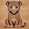 Big Cat Love Hearts Illustration A stylized illustration of a big cat with love hearts surrounding it, suitable for various designs and crafts.