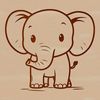 An illustration of a single African elephant in profile with distinctive tusks.