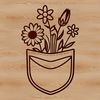 Beautiful Wildflower Pouch Illustration A stylized illustration of a flower-adorned pocket with intricate details.
