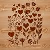 Free SVG Wild Flower Design A colorful illustration of a wild flower with love hearts, suitable for nature-themed designs.